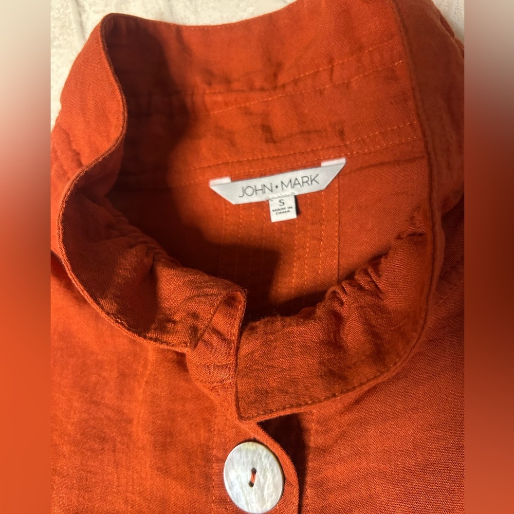 John Mark Rust Orange Button-Up Jacket Size S - image 3